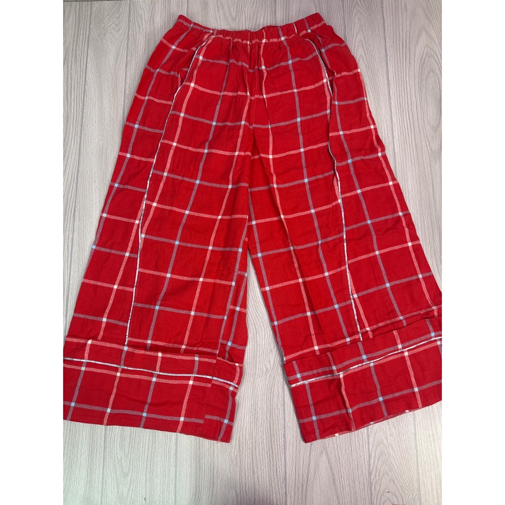 Intimately Free People House Cotton Pants In Red Plaid Size L New With Tags